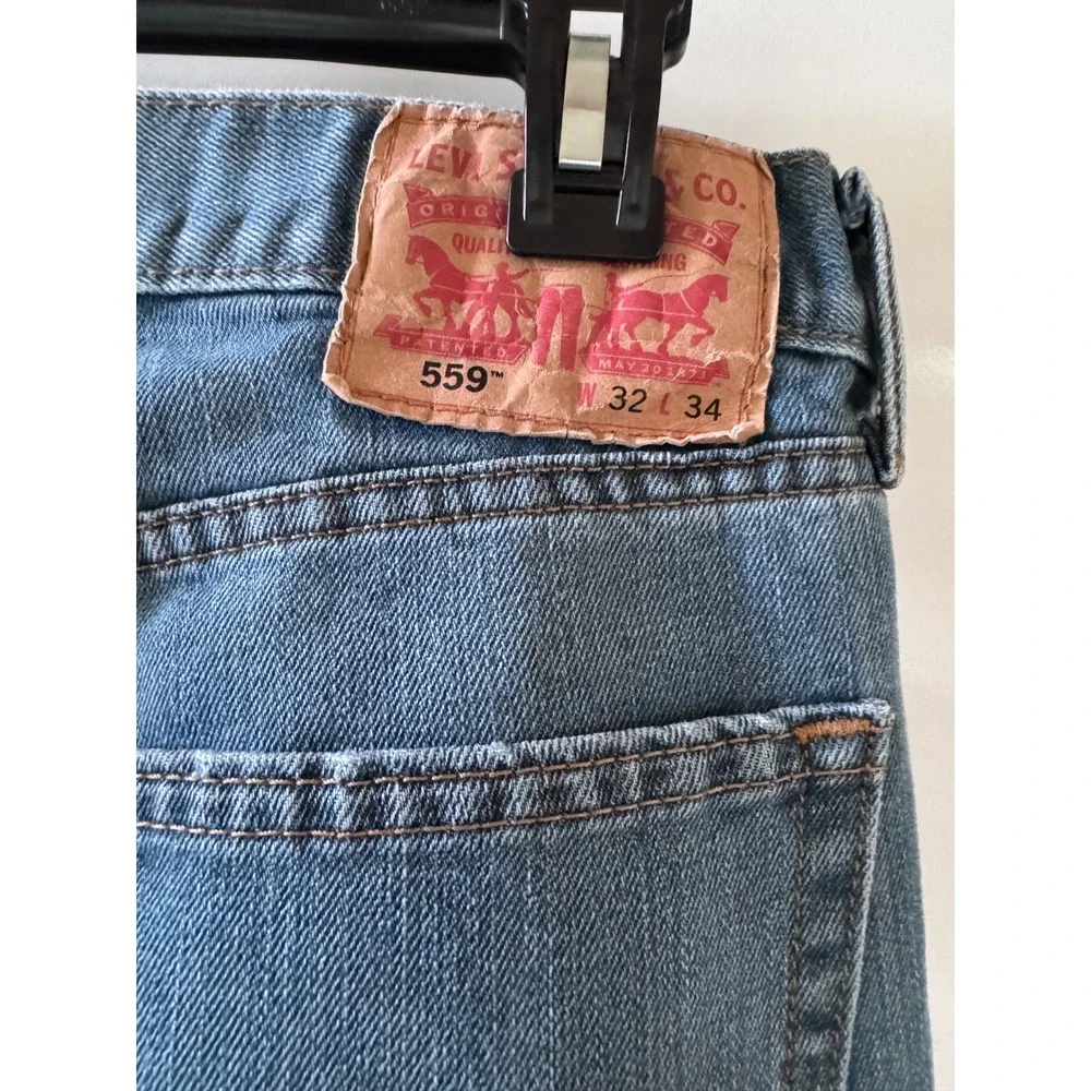 Levis 559 Mens Relaxed Straight Leg Jeans Medium Wash Blue Denim 33x34